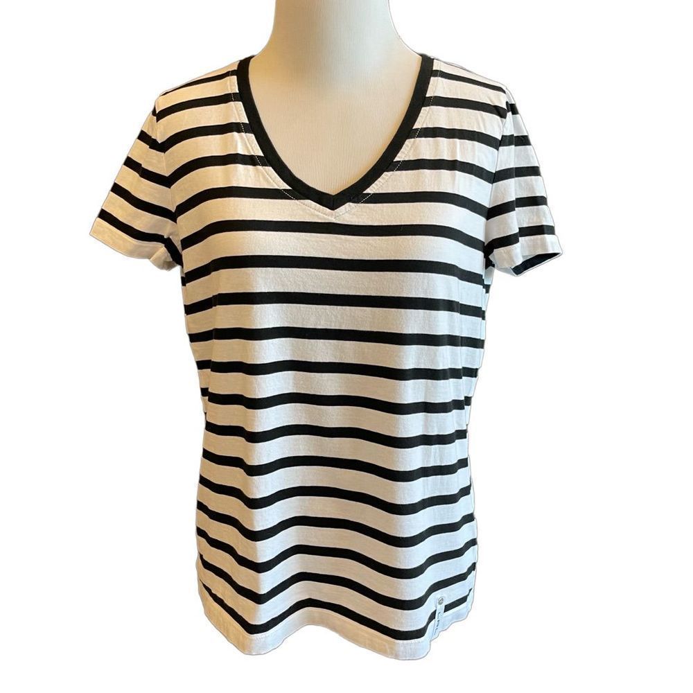 Lauren Ralph Lauren Vneck Stripe Tee size M